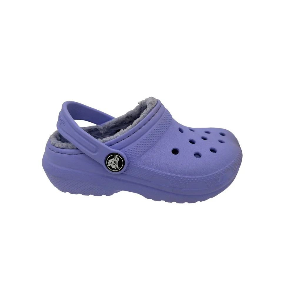 Crocs Kids Classic Lined Clogs Purple Fleece Warm Comfort Shoes C9‎